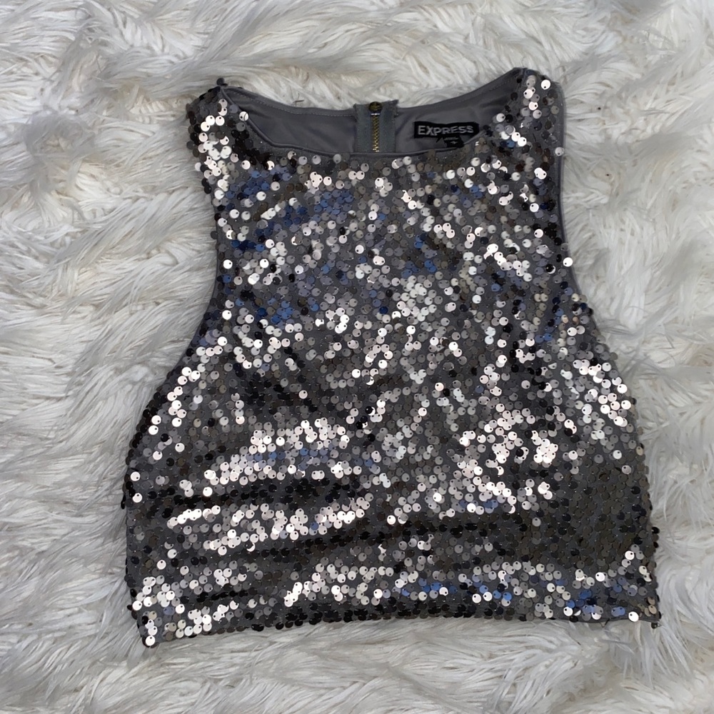 Express sequin racerback crop top